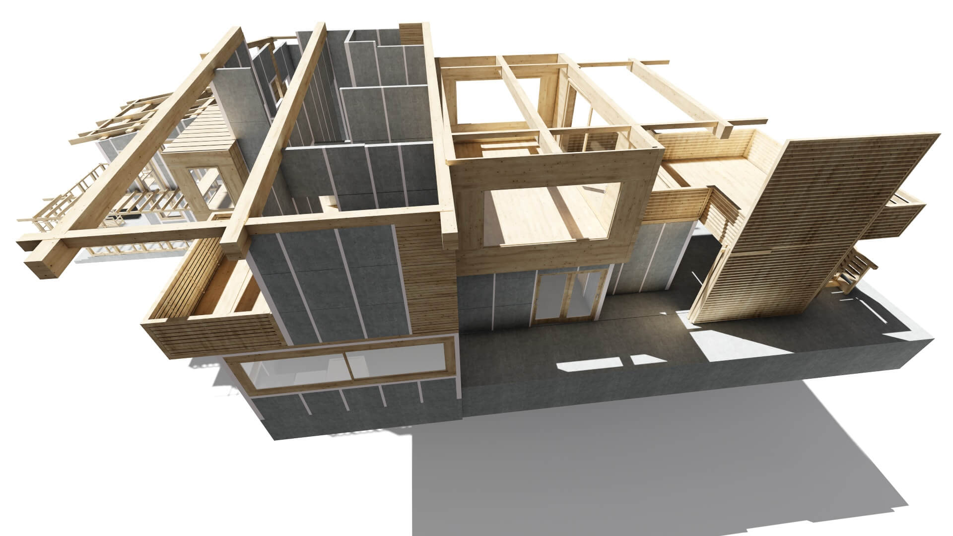 montaje de cerchas en madera casa prefabricada
