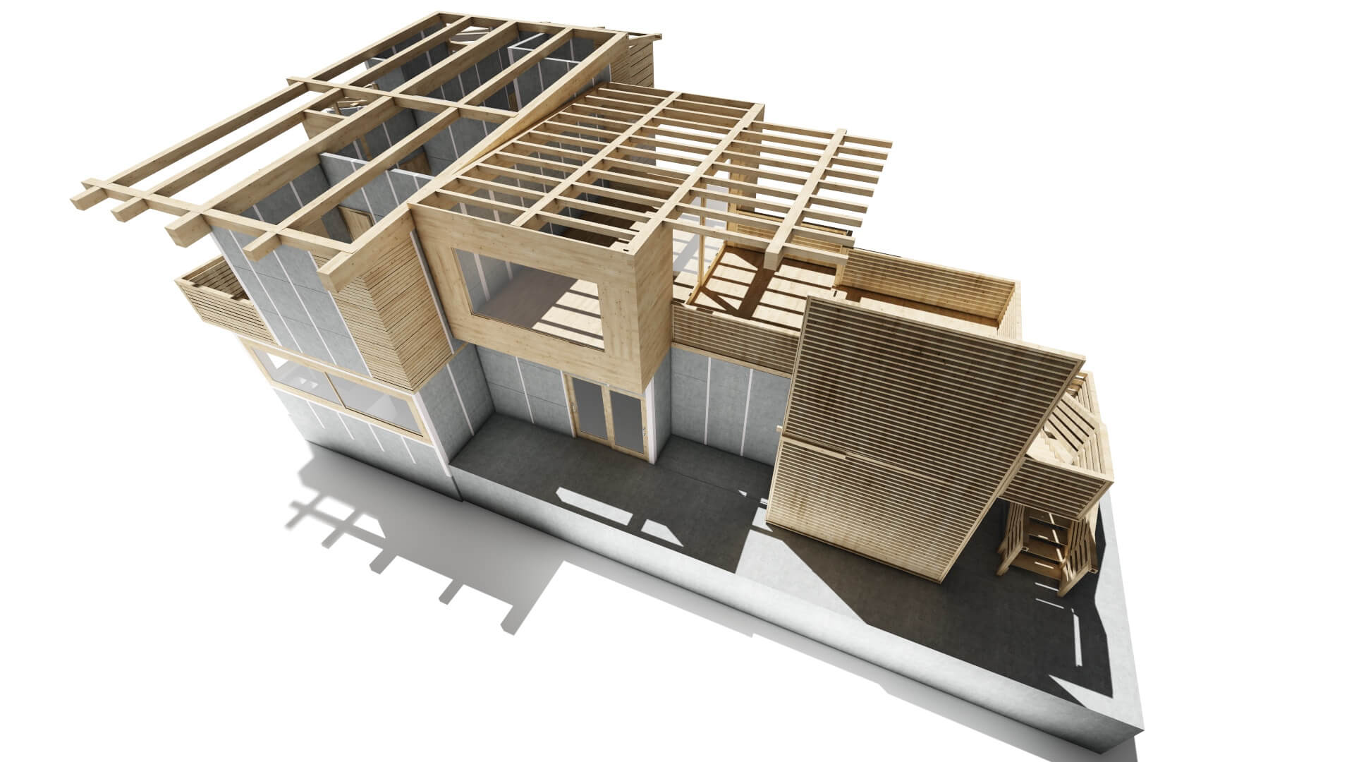 escaleras en madera para casa prefabricada