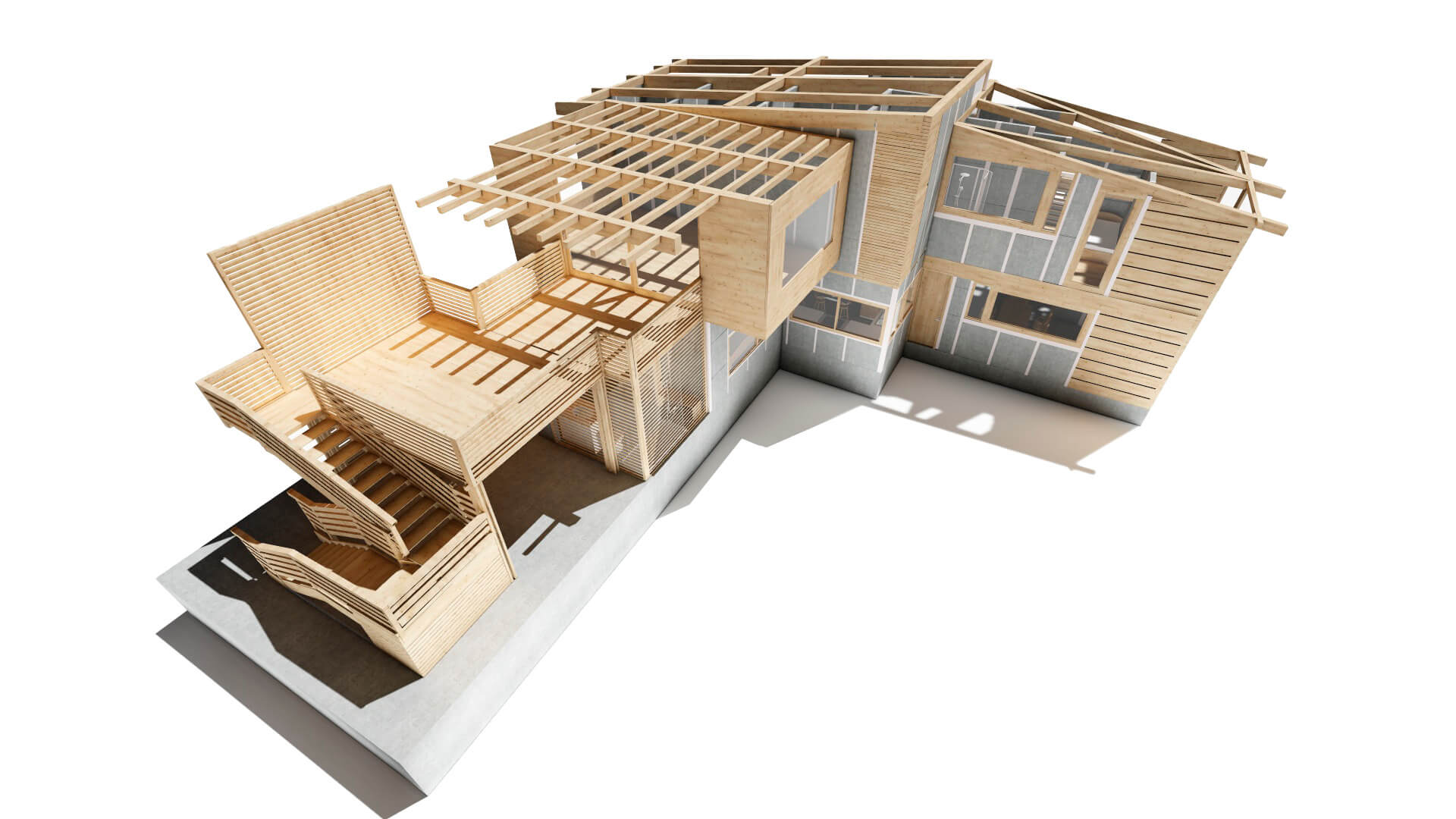 casa prefabricada con cerramiento de terraza