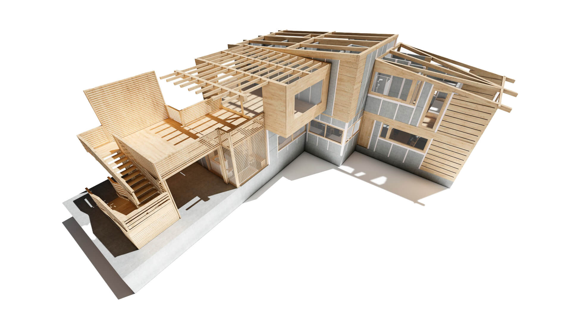 cubierta para casa prefabricada con estructura de madera 