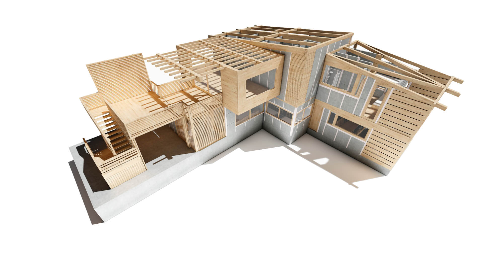 tejados con estructura en madera casa prefabricada