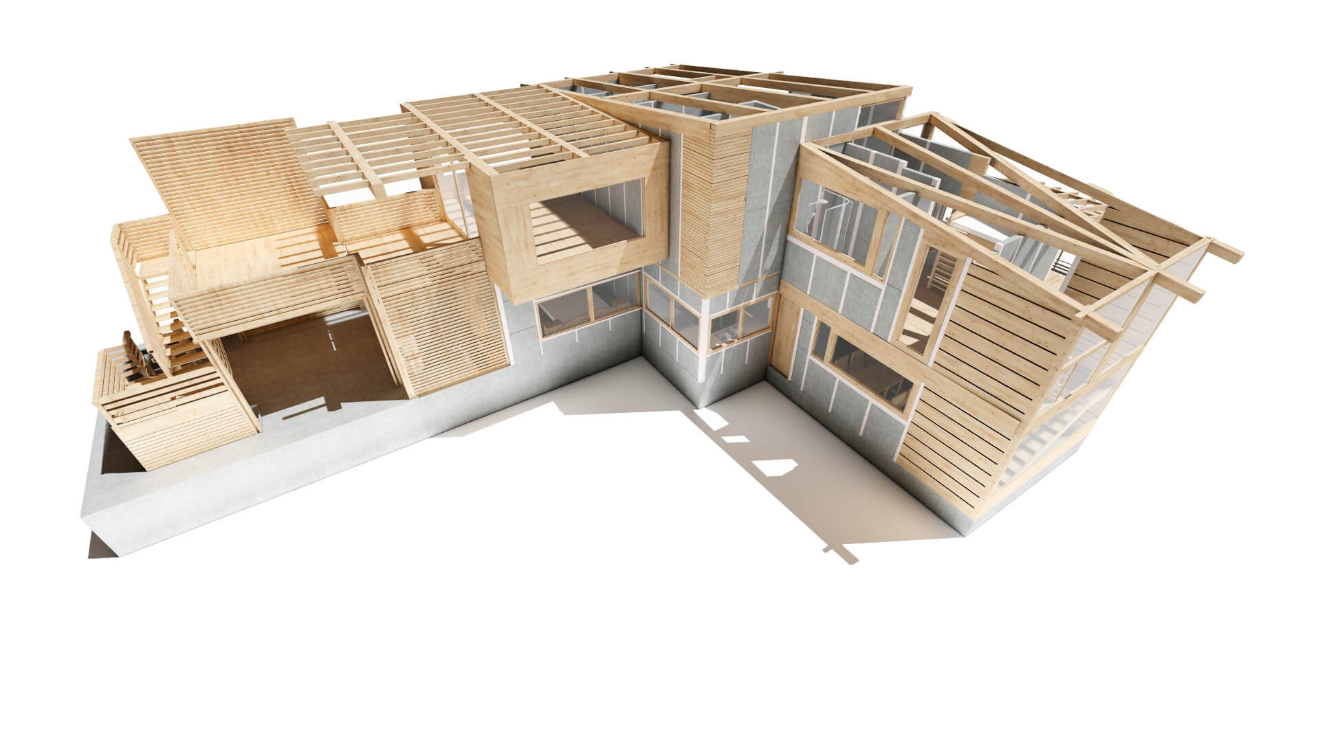 casa prefabricada con terraza superior descubierta