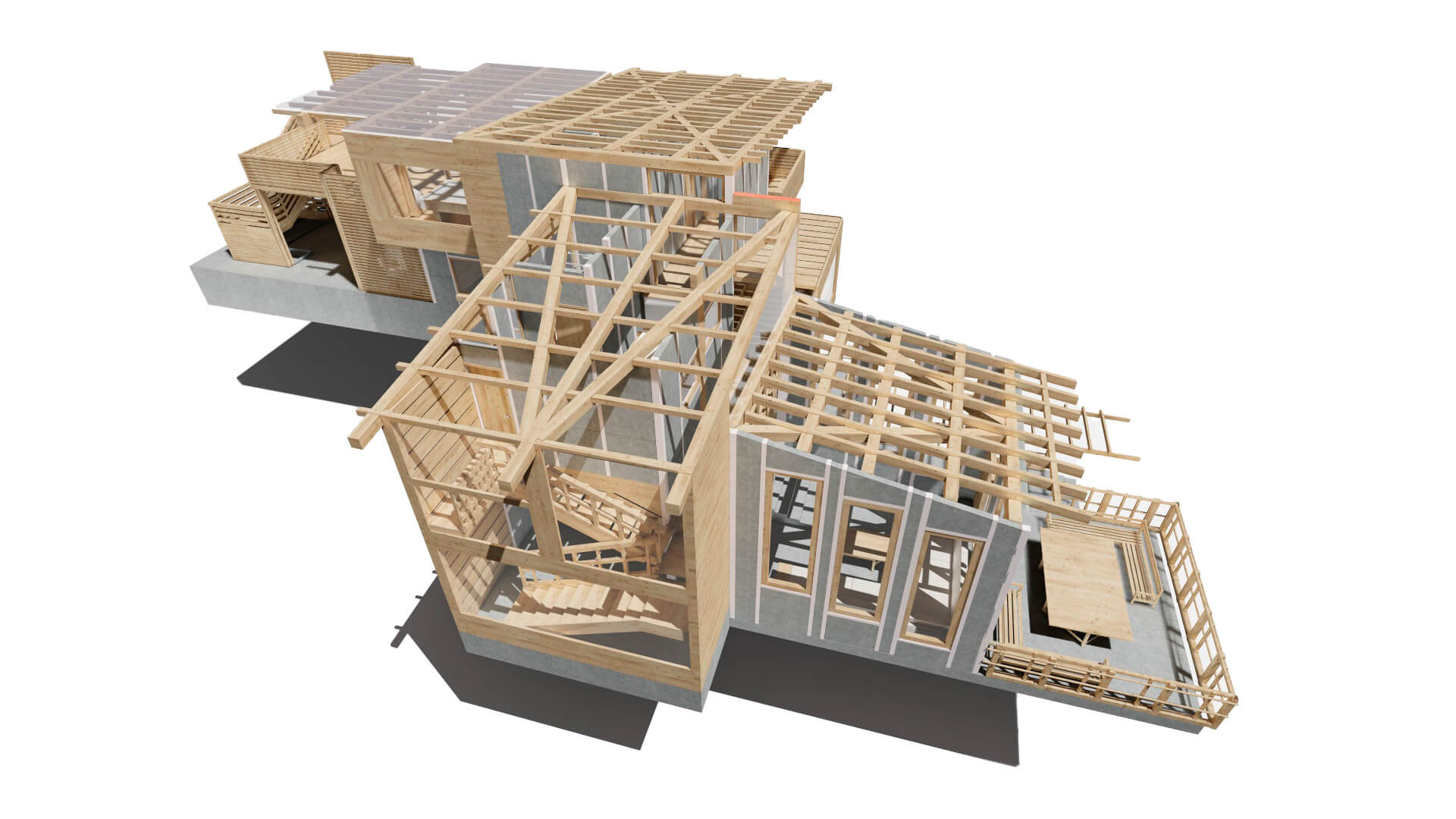casa prefabricada con alineacion asimetrica