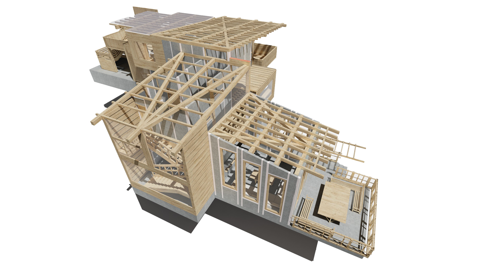 casa prefabricada con enchapado en madera